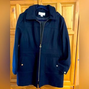 Michael Kors Navy Coat w/Removable Hood Coat, Brand New, Petite XXL